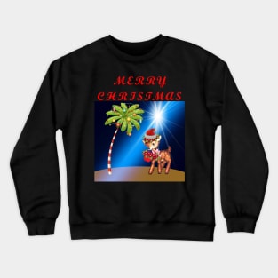 Merry Christmas Florida Keys Key Deer and Palm Tree Crewneck Sweatshirt